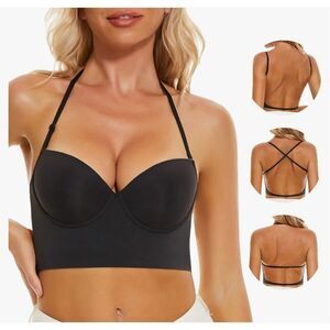 NEW Low Back Bras Backless Bra Plunge U-Shaped Halter Bra 3X